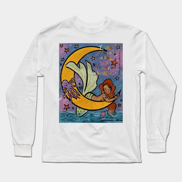 Mermaid on the Moon Long Sleeve T-Shirt by The Mindful Maestra